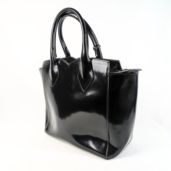 Innue Black Glossy Genuine Leather Handbag - Picture 2 of 7